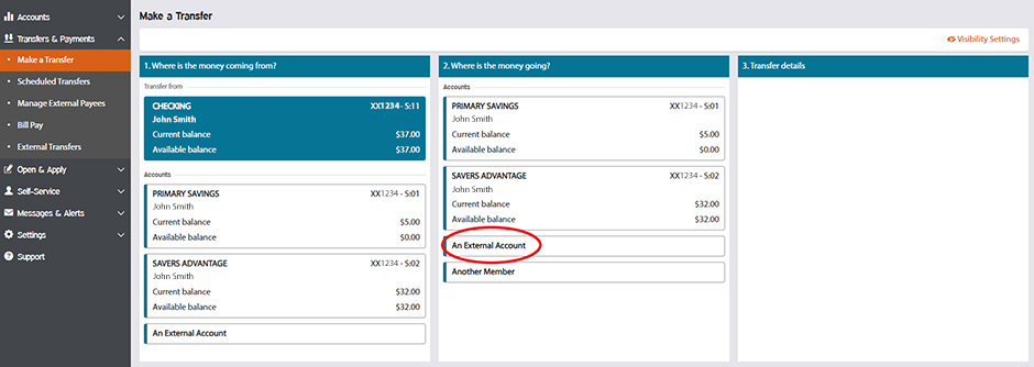 Make a transfer screen – where is the money going