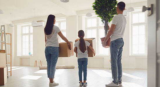First time homebuyer family moving in with a zero down home loan