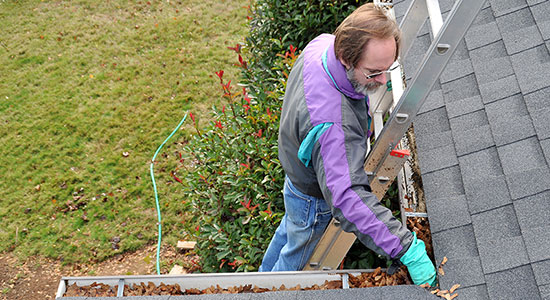 thumbnailfor Home owner cleaning gutters