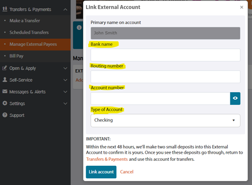 Enter your account details when prompted