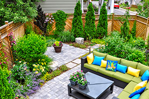 Fences, trees, shrubbery and privacy screens can add a sense of intimacy to your outdoor living spaces