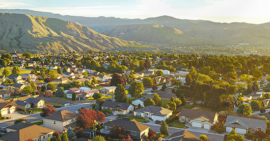 thumbnailfor Aerial view of Washington State neighborhood