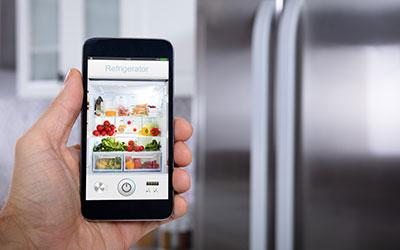 A smart refrigerator lets you see what's inside using an app on your phone