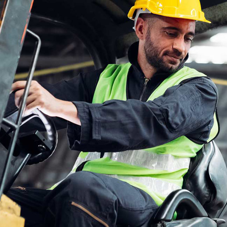 Solarity business banking member operating forklift