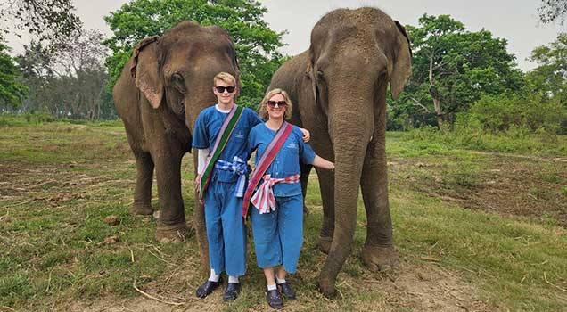 Andrea with elephants