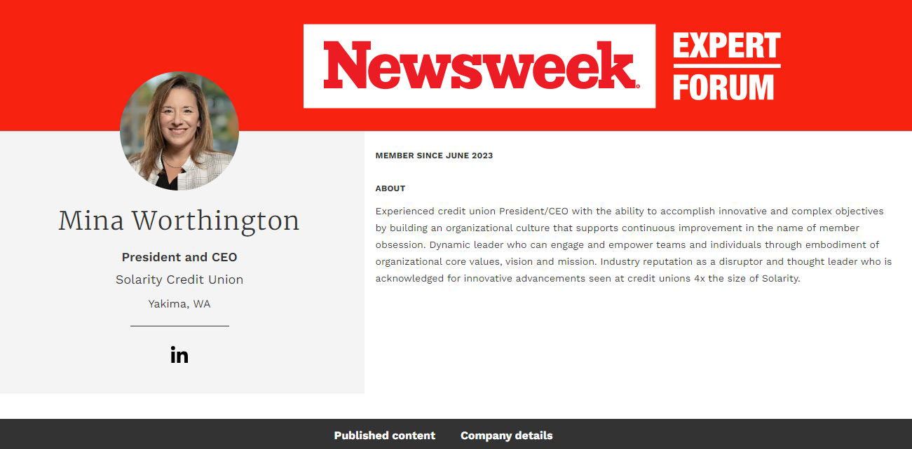 Mina Worthington Newsweek page screenshot
